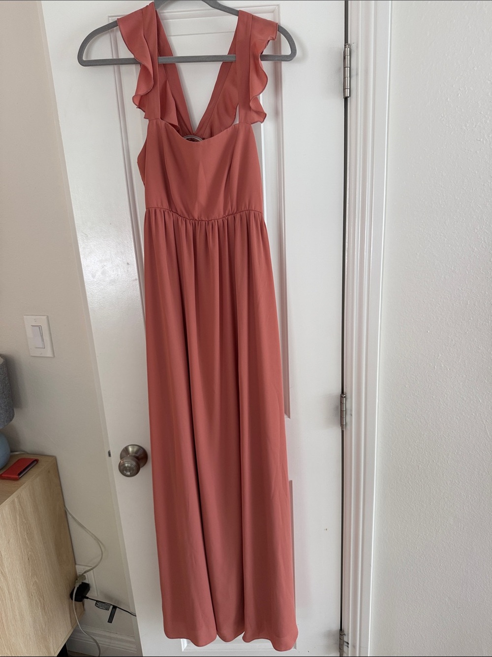 Show Me Your MuMu Dusty Coral Ruffle Strap Maxi Dress